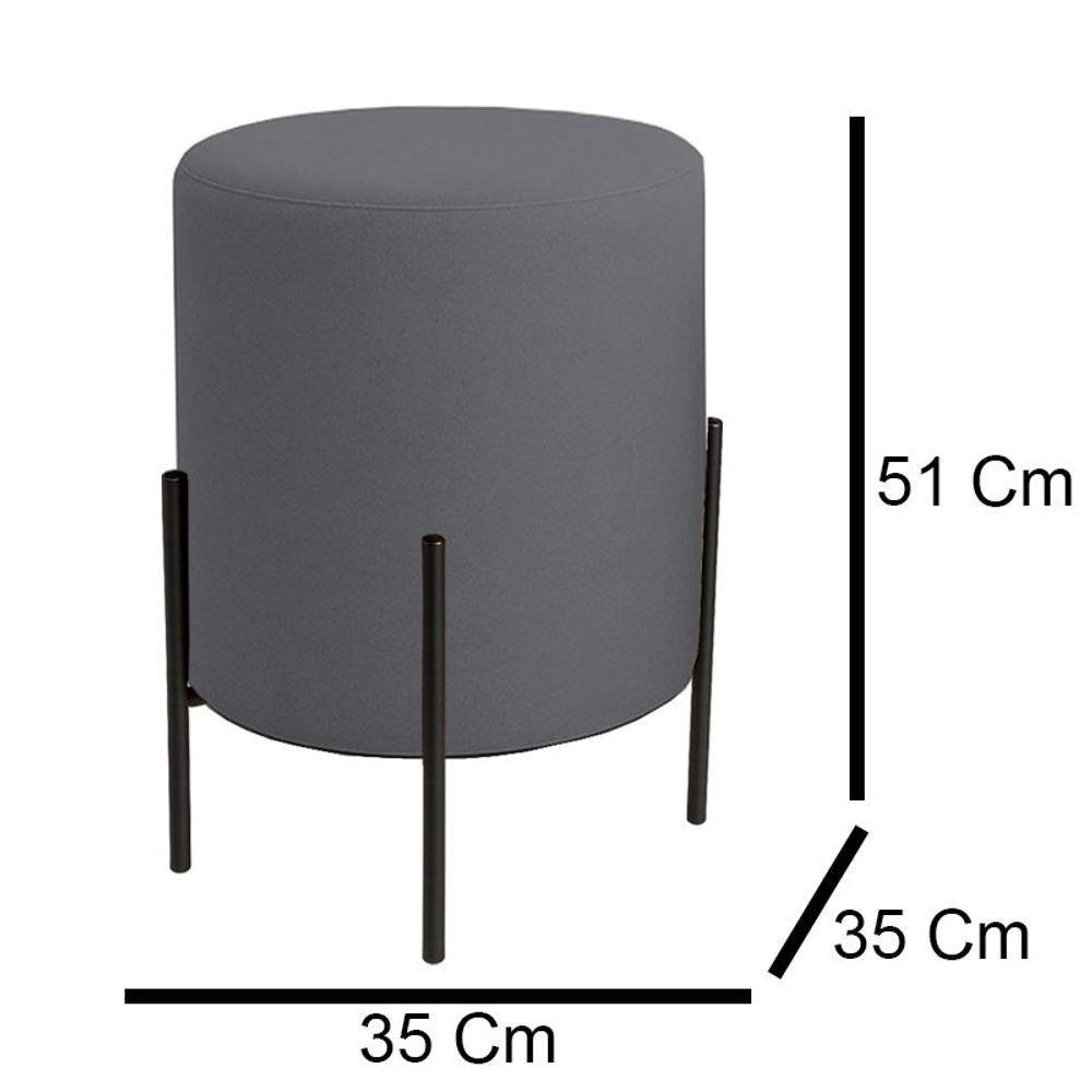 Puff Orgânico Boucle Thor Com Pés De Ferro Preto Cinza Escuro - 4