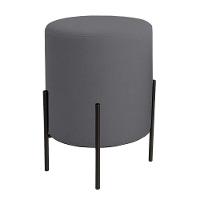 Puff Orgânico Boucle Thor Com Pés De Ferro Preto Cinza Escuro - 1