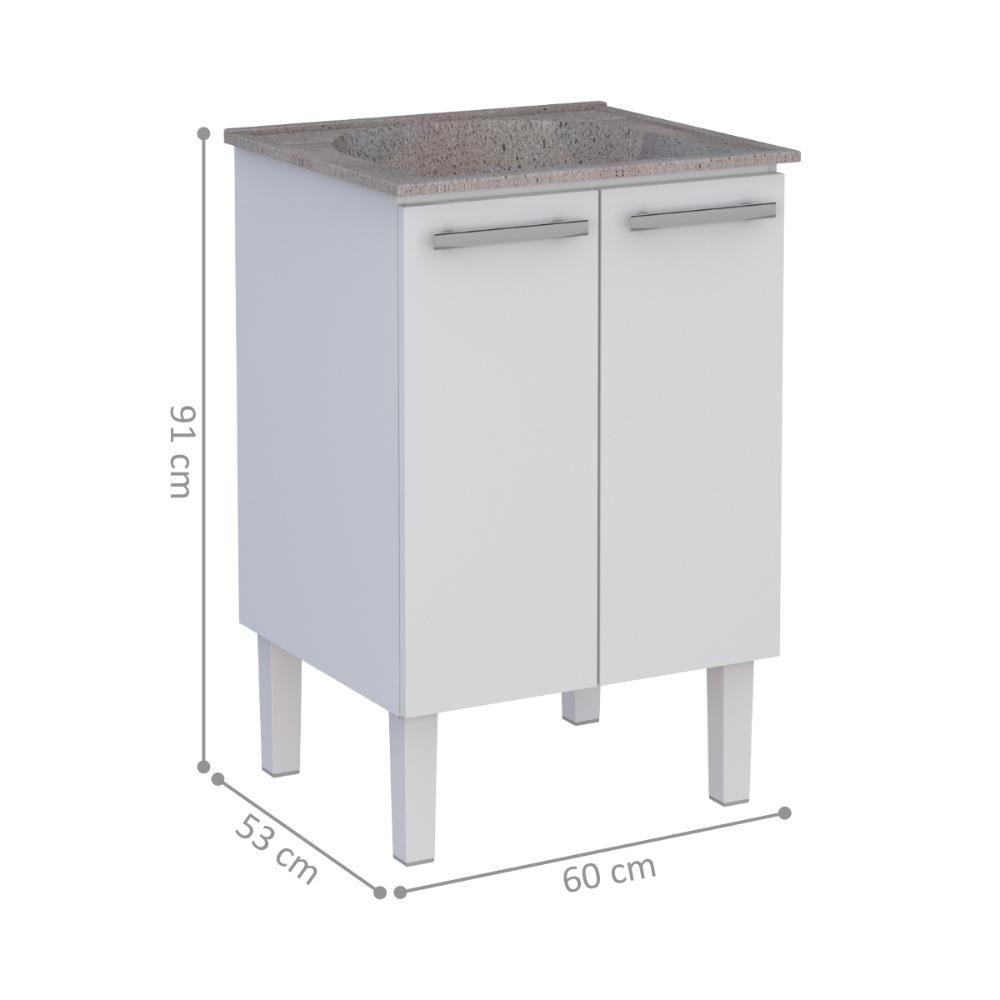 Gabinete Para Lavanderia Em Aço Com Tanque Surubim Branco - 2