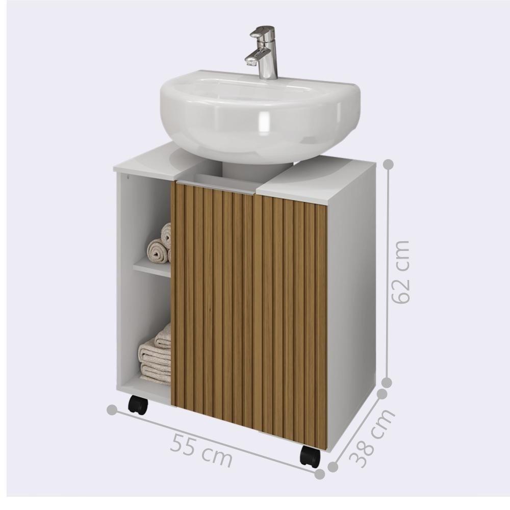 Gabinete Para Banheiro Geel Branco Pintura 3d Ripada - 2