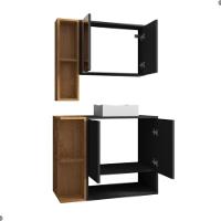 Conjunto Gabinete E Espelheira Rennes Preto Fosco Naturalle - 4