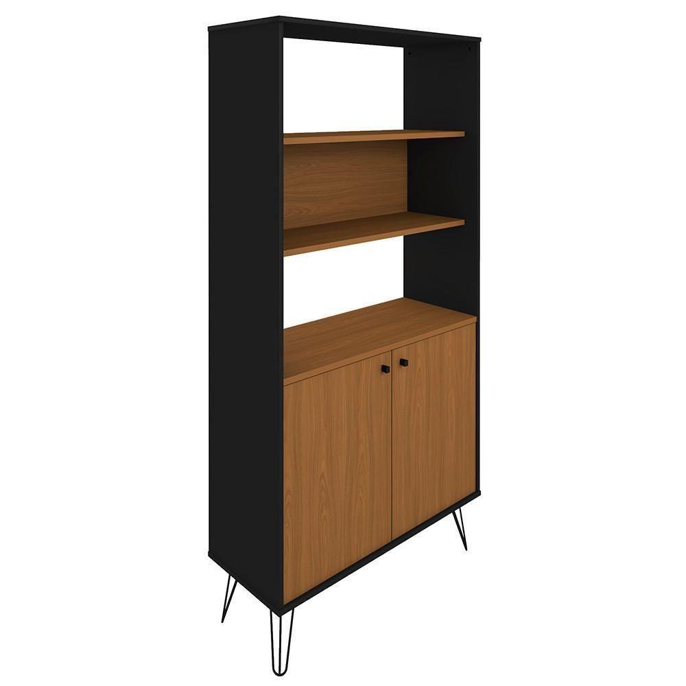 Estante Para Escritório 2 Portas Desio Freijó Preto - 4