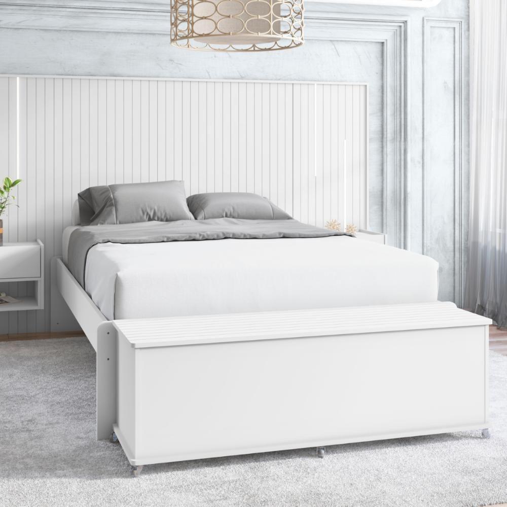 Baú Para Quarto Com Rodizios Samir Branco - 4