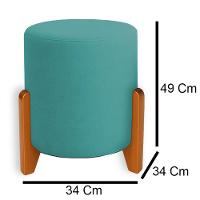 Puff Orgânico Veludo Thor Com Pés De Madeira Azul Turquesa - 4