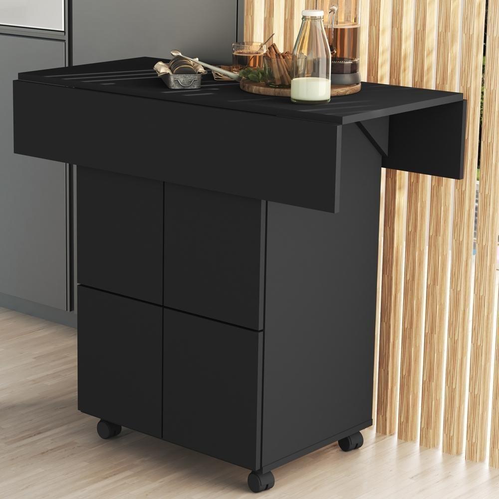 Barzinho Mesa Com Bancos Retrátil Preto - 2