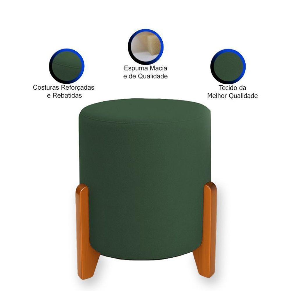 Puff Orgânico Veludo Thor Com Pés De Madeira Verde Escuro - 3