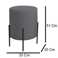 Puff Orgânico Veludo Thor Com Pés De Ferro Preto Cinza Escuro - 2