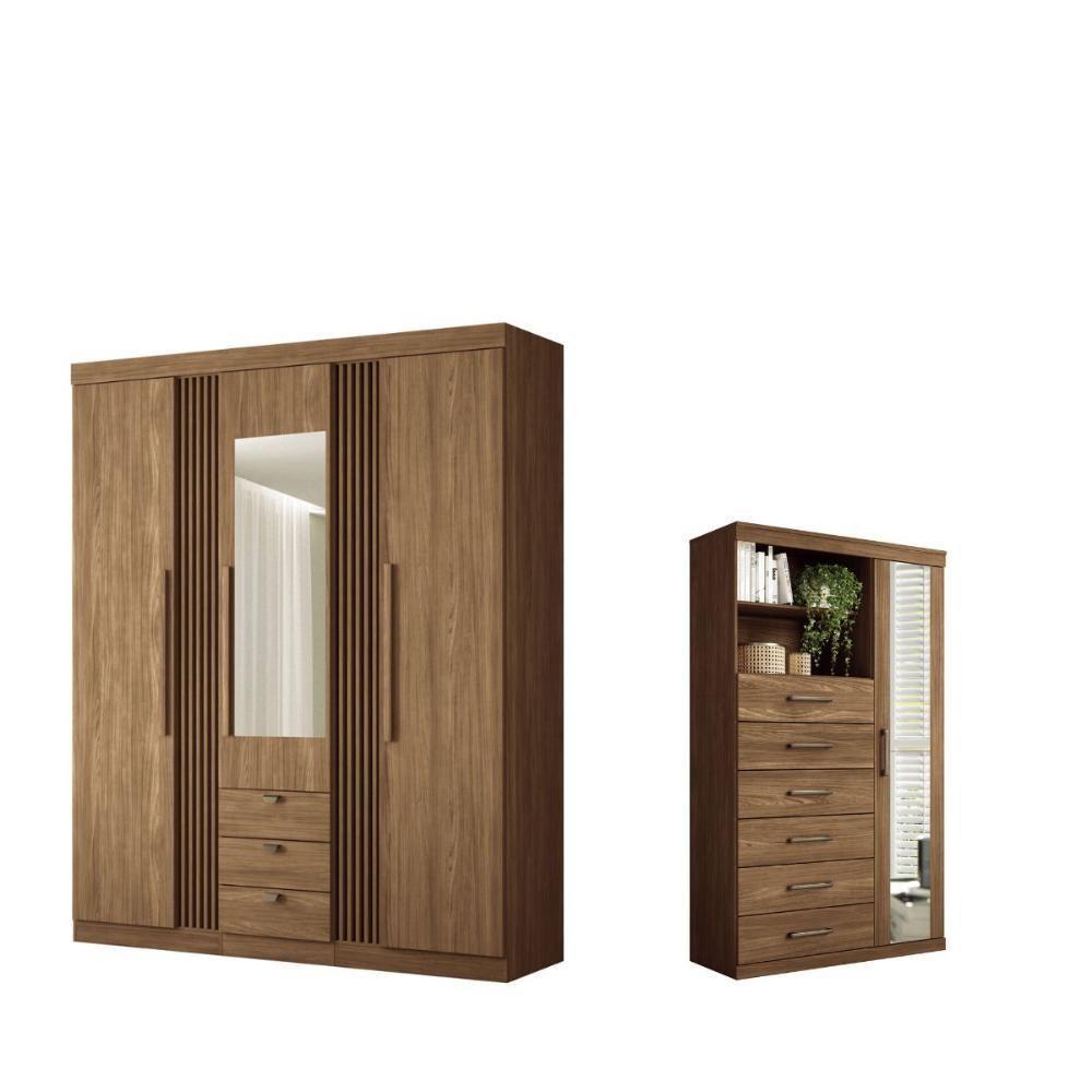 Conjunto De Quarto Jasmine Com Espelho Jatoba - 1