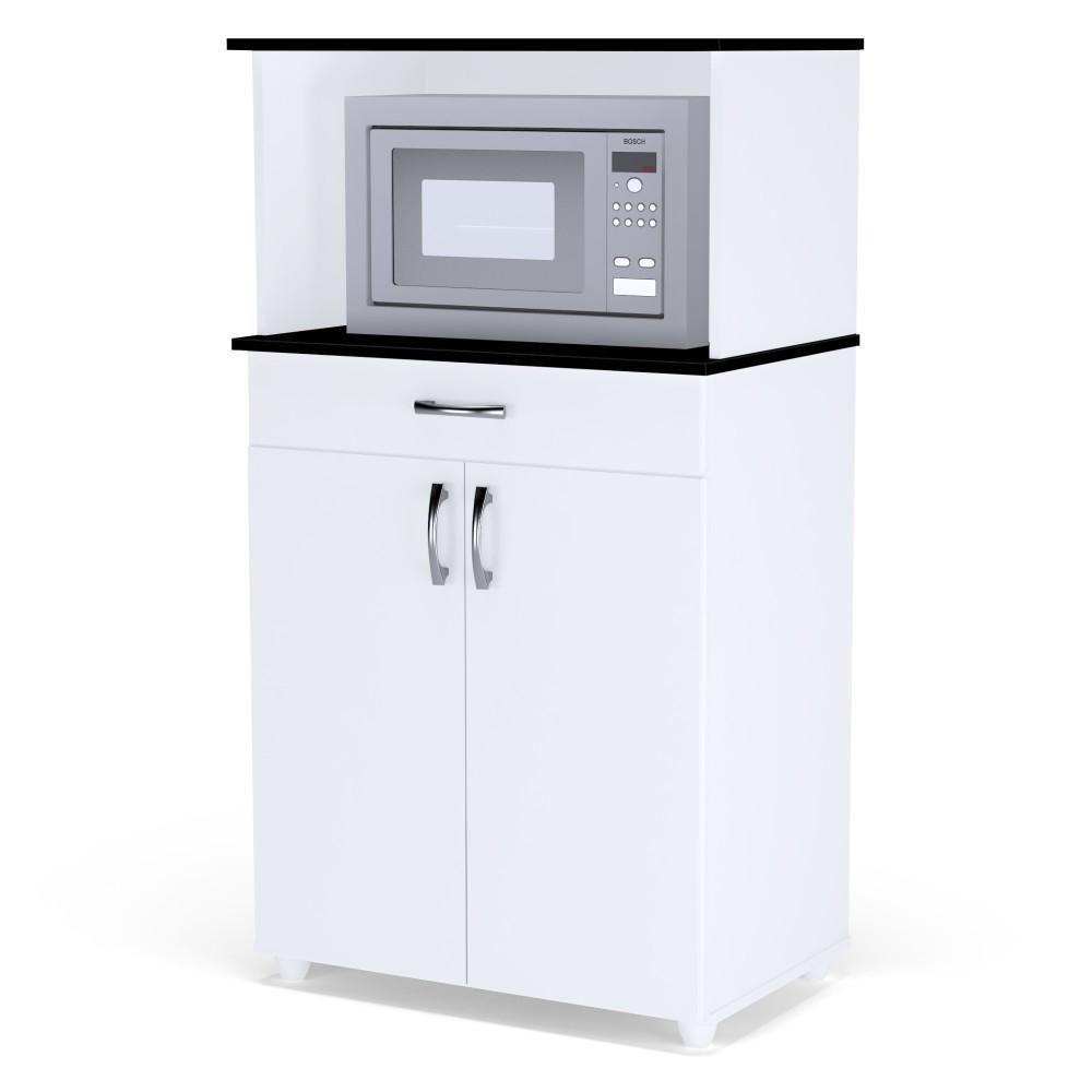 Bancada Para Micro-ondas Com 2 Portas Cassandra Branco Preto - 3