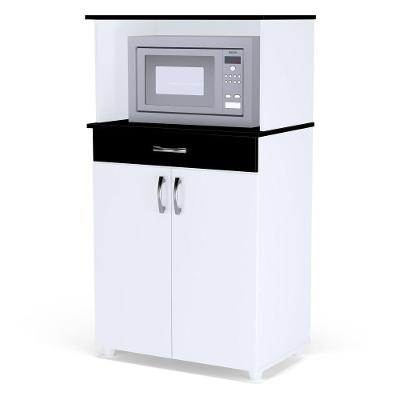 Bancada Para Micro-ondas Com 2 Portas Cassandra Branco Preto