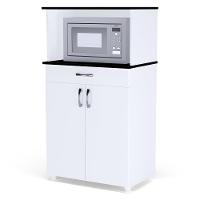 Bancada Para Micro-ondas Com 2 Portas Cassandra Branco Preto - 3