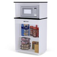 Bancada Para Micro-ondas Com 2 Portas Cassandra Branco Preto - 4