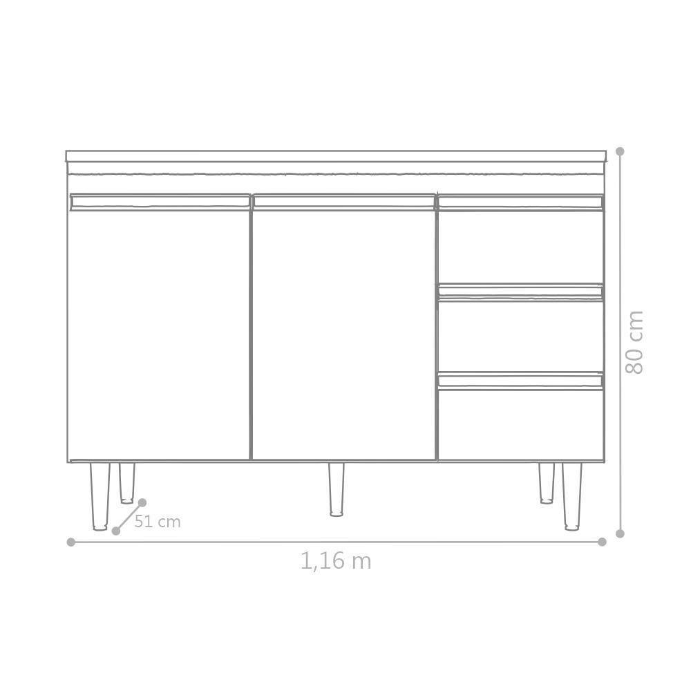 Bancada Tamires 1,2 Preto Sem Tampo - 2