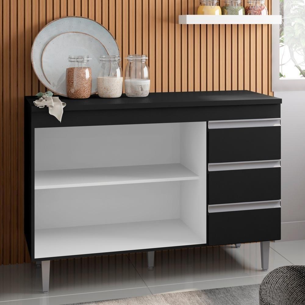 Bancada Tamires 1,2 Preto Sem Tampo - 3