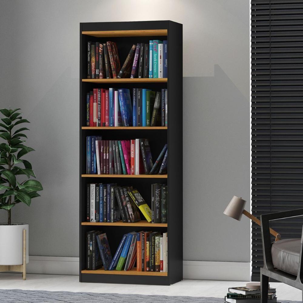 Livreiro Com 5 Nichos Trindade Preto Acetinado Cinamomo - 1