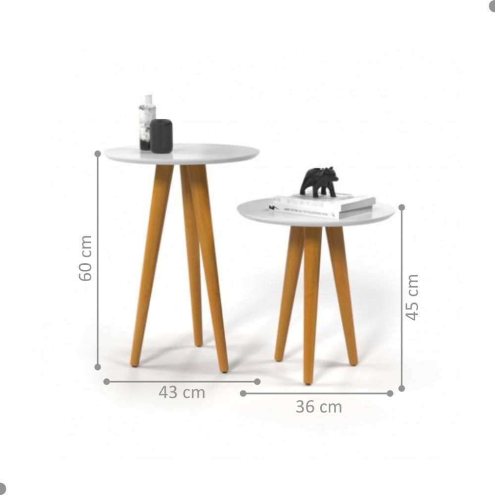 Conjunto 2 Mesas Oval Para Sala Tijuana Branco - 2