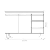 Bancada Tamires 1,0 Preto Sem Tampo - 2