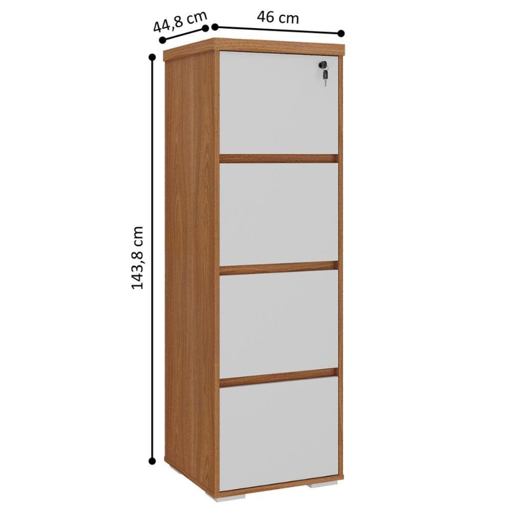 Arquivo Com 4 Gavetas Dinamarca Freijó Branco - 2