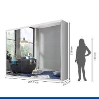 Guarda Roupa Casal Rennes Branco 3 Portas De Correr 4 Gavetas E 9 Espelhos Minastex - 7
