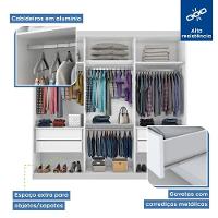 Guarda Roupa Casal Rennes Branco 3 Portas De Correr 4 Gavetas E 9 Espelhos Minastex - 9