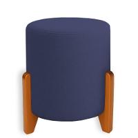 Puff Orgânico Veludo Thor Com Pés De Madeira Azul Marinho - 1