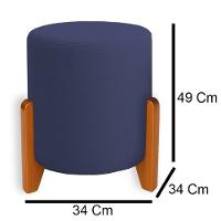 Puff Orgânico Veludo Thor Com Pés De Madeira Azul Marinho - 4
