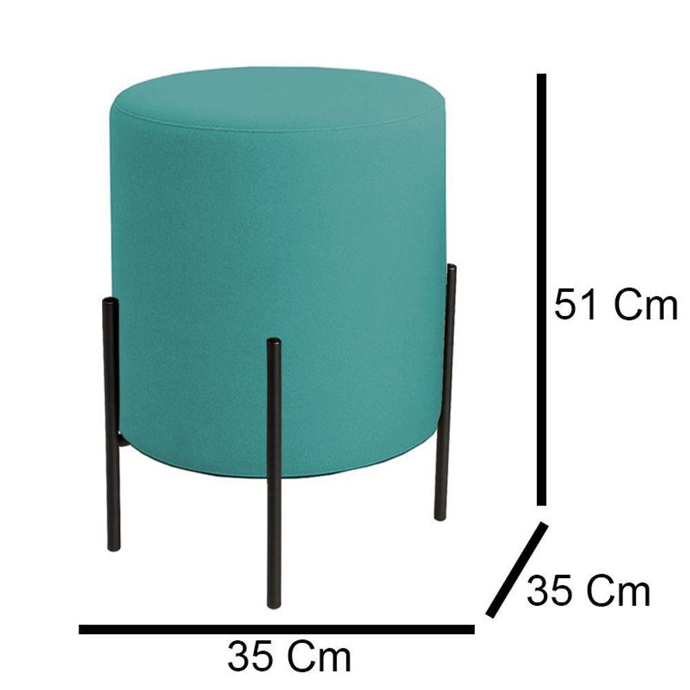 Puff Orgânico Boucle Thor Com Pés De Ferro Preto Azul Turquesa - 4