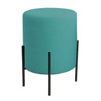 Puff Orgânico Boucle Thor Com Pés De Ferro Preto Azul Turquesa - 1