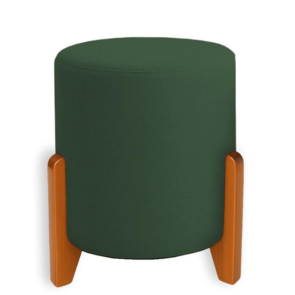 Puff Orgânico Boucle Thor Com Pés De Madeira Verde Escuro - 1