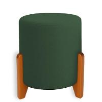Puff Orgânico Boucle Thor Com Pés De Madeira Verde Escuro - 1