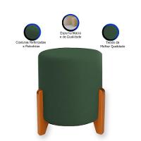 Puff Orgânico Boucle Thor Com Pés De Madeira Verde Escuro - 3