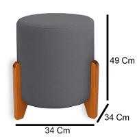 Puff Orgânico Veludo Thor Com Pés De Madeira Cinza Escuro - 4