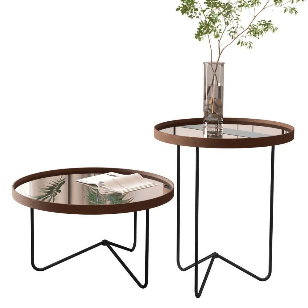 Conjunto De Mesa Saramanadaia Castanho Preto - 1