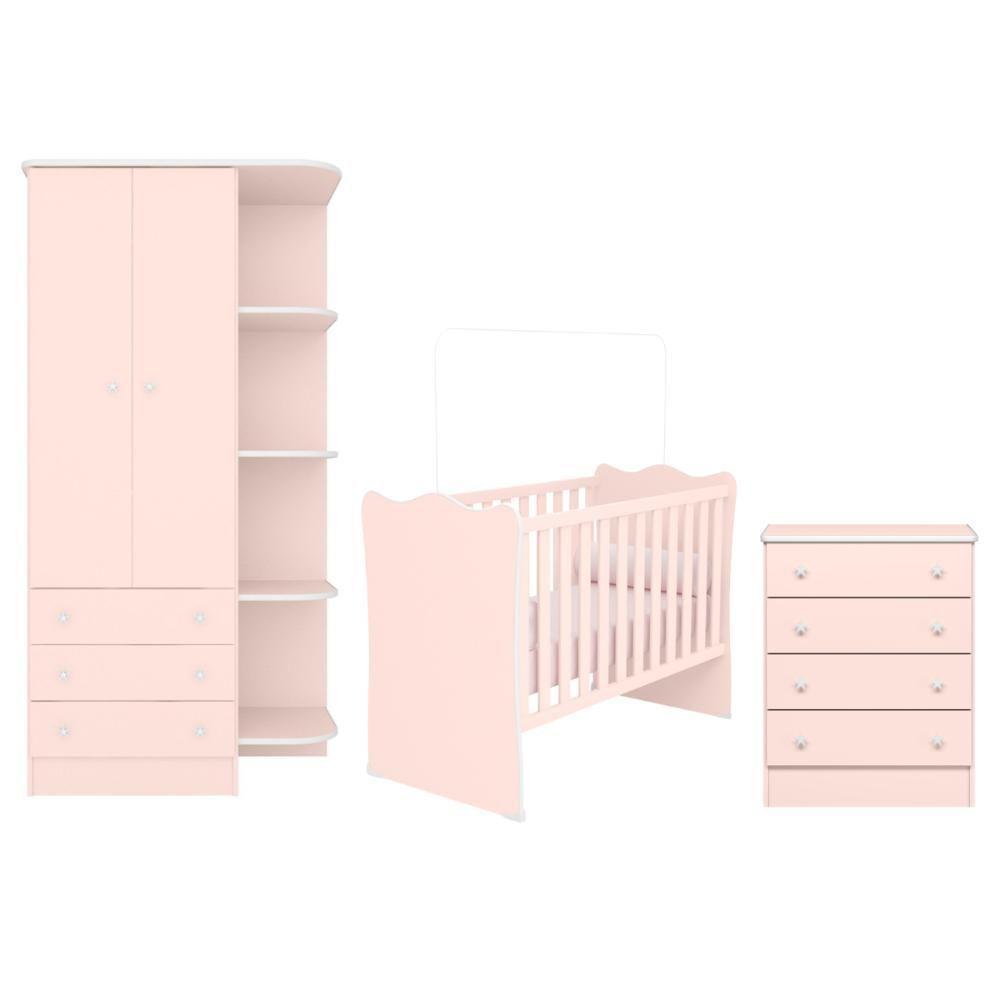 Conjunto Completo Quarto Infantil Volendam Rosa Acetinado - 1