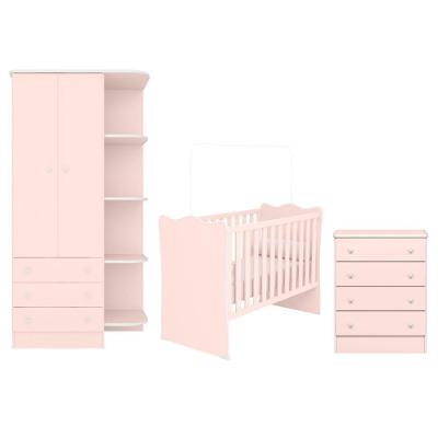 Conjunto Completo Quarto Infantil Volendam Rosa Acetinado