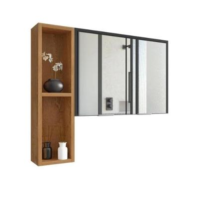 Espelheira Banheiro Com Nicho Argélia Preto Fosco-naturalle