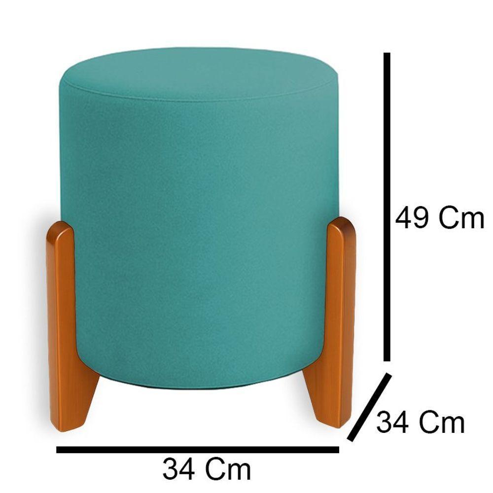 Puff Orgânico Boucle Thor Com Pés De Madeira Azul Turquesa - 4