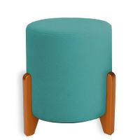 Puff Orgânico Boucle Thor Com Pés De Madeira Azul Turquesa - 1