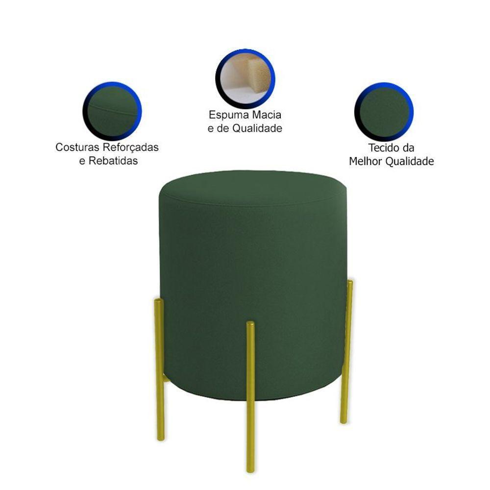 Puff Orgânico Boucle Thor Com Pés De Ferro Dourado Verde Escuro - 3