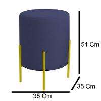 Puff Orgânico Veludo Thor Com Pés De Ferro Dourado Azul Marinho - 3