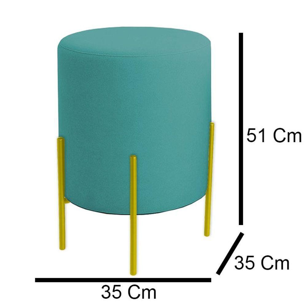 Puff Orgânico Veludo Thor Com Pés De Ferro Dourado Azul Turquesa - 4