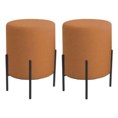 Kit 2 Puffs Orgânicos Boucle Thor Com Pés De Ferro Preto - 7 Decor Terracota