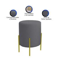 Puff Orgânico Boucle Thor Com Pés De Ferro Dourado Cinza Escuro - 3