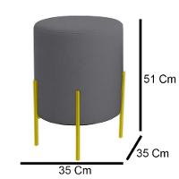 Puff Orgânico Boucle Thor Com Pés De Ferro Dourado Cinza Escuro - 4