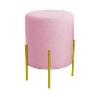 Puff Orgânico Boucle Thor Com Pés De Ferro Dourado Rosê - 1