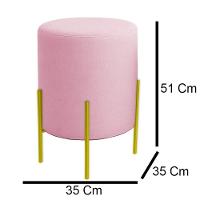 Puff Orgânico Boucle Thor Com Pés De Ferro Dourado Rosê - 4