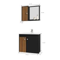 Conjunto Para Banheiro Monaco Preto Fosco Ripado - 2