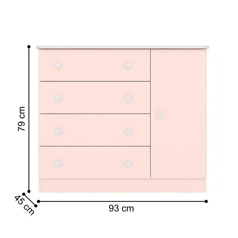 Conjunto Para Quarto Infantil Brighton Rosa Acetinado - 3