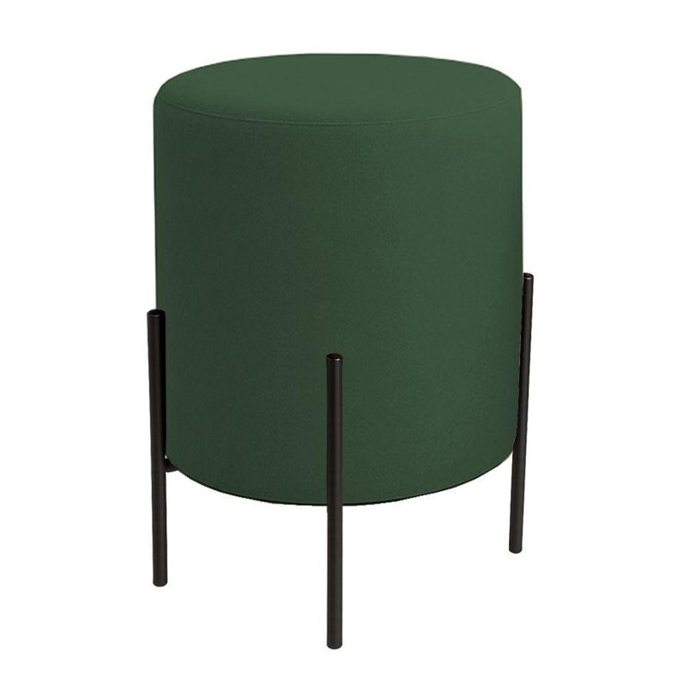 Puff Orgânico Boucle Thor Com Pés De Ferro Preto Verde Escuro - 1