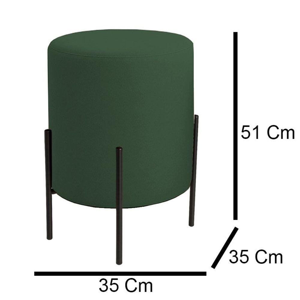 Puff Orgânico Boucle Thor Com Pés De Ferro Preto Verde Escuro - 4